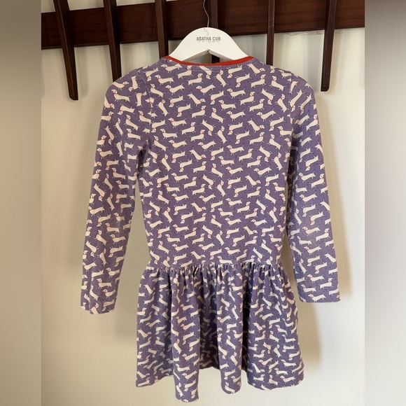 Mini Boden doggy print long sleeve jersey dress - size 7Y - Picture 4 of 4